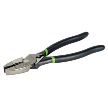 Imagem de Greenlee Alicates de corte lateral 0151-09CD com crimpador, alta alavancagem, aderência mergulhada, 9", verde e preto
