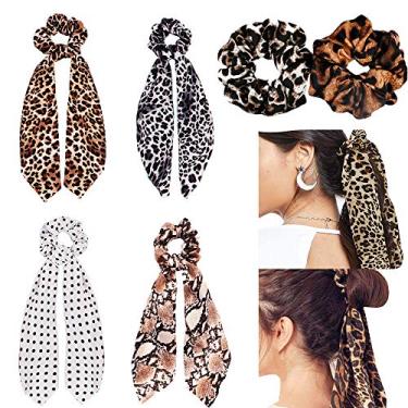 Imagem de Cachecóis Scrunchies Tropical Estilo Viagem Elástico Faixas de Cabelo Cordas Rabo de Cavalo Acessórios de Cabelo para Mulheres e Meninas, Leopard Headband - D