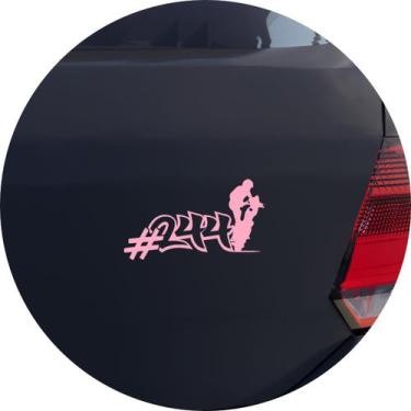 Imagem de Adesivo de Carro 244 Empinando a Moto - Cor Rosa Claro - Melhor Adesiv