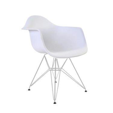 Imagem de Poltrona Eames Eiffel Branca com Braço Daw Ferro Branco - CASA PRIME, 
