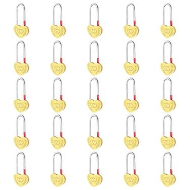 Imagem de Gradleen 25 peças de cadeado de coração único de latão 8,9 cm 50 mm, cadeado de metal gravado Love-You-Forever para ponte Lovelock, casamento e aniversário (sem chave)