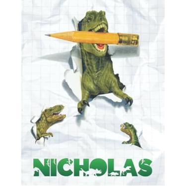 Imagem de Nicolas: Personalized Dinosaur Sketchbook For Boys. 8.5"x11" 110 Pages. Doodle, Draw, Sketch, Create, Dino!