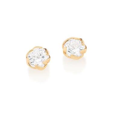 Imagem de Brincos Rommanel Pequenos Solitário Zircônias Banhado 526241, Branco