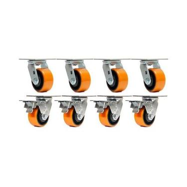 Imagem de Kit 8 un rodízio giratório freio poliuretano ferro pu 3" - AJAX