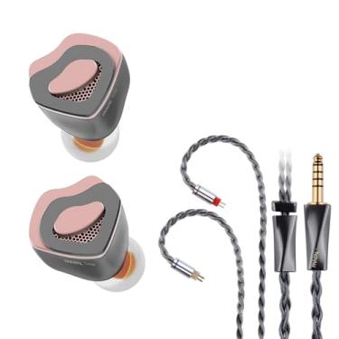 Imagem de FAAEAL Tulip Fone de ouvido HiFi com anel de ouro dinâmico de 10 mm, fone de ouvido IEM de música destacável de 2 pinos com design de pétala, monitor intra-auricular de metal CNC com estojo de