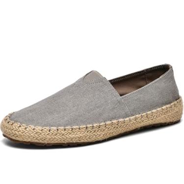 Imagem de CASMAG Sapatos masculinos modernos de tecido casuais de lona, mocassins, alpargata, lazer, caminhada, mocassim, Cinza claro, 39