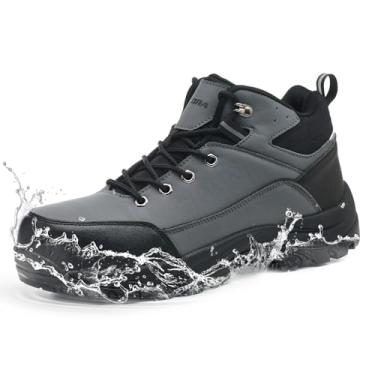 Imagem de Xyldra Botas Masculinas Impermeáveis Com Biqueira De Aço, Calçados Trabalho Largos E Antiderrapantes, Tênis Segurança Resistentes, Construção Indestrutível, Calçado Composto À Prova Furos (Cinza 41)