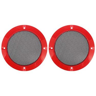 Imagem de X AUTOHAUX 2 pçs 4" vermelho carro áudio alto-falante capa ferro malha subwoofer Grill chifre brilhante protetor protetor