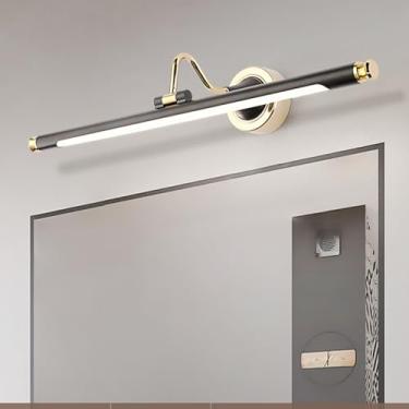 Imagem de Luzes de parede espelhadas de LED para banheiro, ângulo ajustável giratório, lâmpadas de parede de 180° em ouro preto, luzes modernas, de metal, à prova d'água, arandelas de parede para maquiagem de