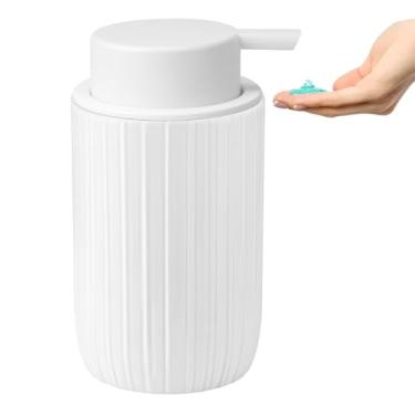 Imagem de Dispensador de sabão líquido de cerâmica com bomba fácil de pressionar dispensador de líquido manual (não pode espumar) para bancada de banheiro de xampu 382 g