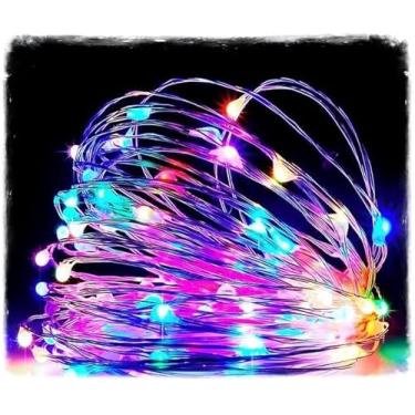 Imagem de Fio de Fada de LED Colorido 5 Metros com 50 Luzes – Varal Luminoso Pilha AA, Iluminação Decorativa Natalina, Festas e Ambientes, Cordão de Luz Flexível