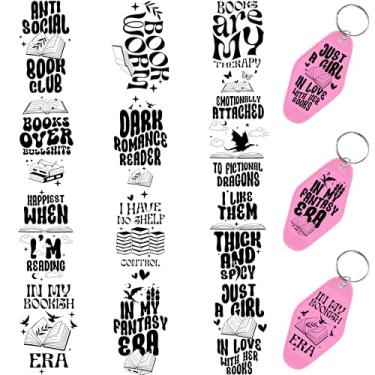 Imagem de 60 peças de papéis de transferência de chaveiro UV DTF - Decalques de vinil para chaves e etiquetas de bagagem, desenhos engraçados com revestimento resistente a arranhões, papéis de transferência