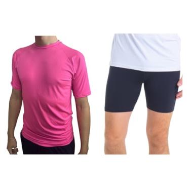 Imagem de Conjunto Camiseta Curta e Bermuda Térmica Segunda Pele Trygg Proteção UV50+ (G, Rosa - Preto)