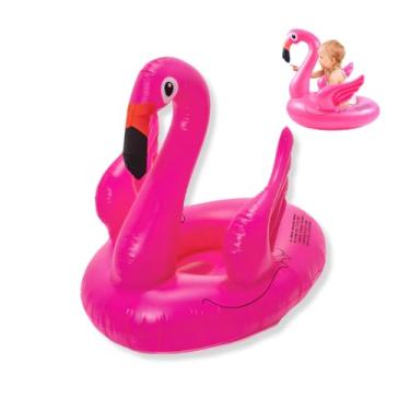 Imagem de Boia Flamingo Infantil com Assento Inflável Resistente para Piscina e Praia