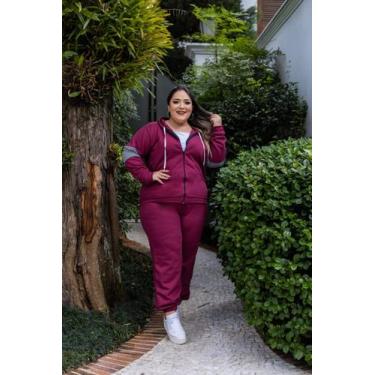 Imagem de Conjunto Plus Size Moletom Calça e Jaqueta de Ziper Capuz - luh may, B
