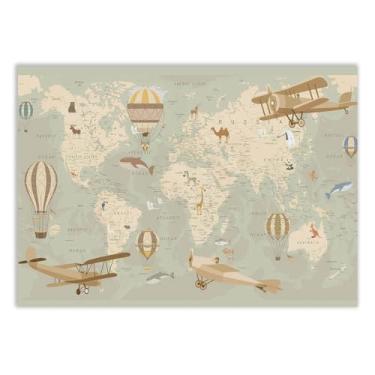 Imagem de Placa Decorativa A2 Mapa Mundi Infantil Países Decoração Poster Poster