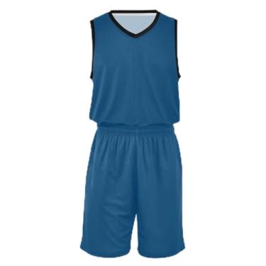 Imagem de Camiseta de basquete rosa gradiente, ajuste confortável, camisa de futebol 5 a 13 anos, Azul marinho, G