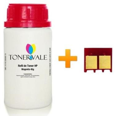 Imagem de Kit Toner Refil + Chip Toner TankFull Para HP 125A CB543A Magenta - HP