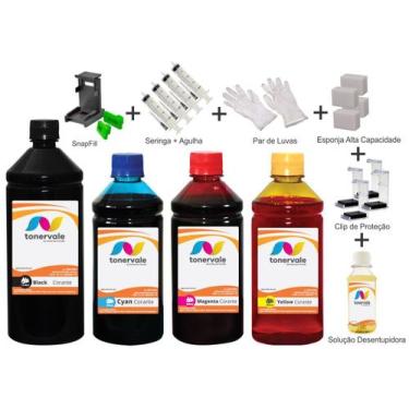 Imagem de Kit 4 Tinta Para HP D2330 21 e 22 1 Litro Black e 500ml Color Linha Pl