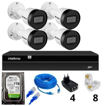 Imagem de Kit 4 câmeras intelbras tecnologia IP Vipc 1230B  Nvd 1404 C/hd 1 TB