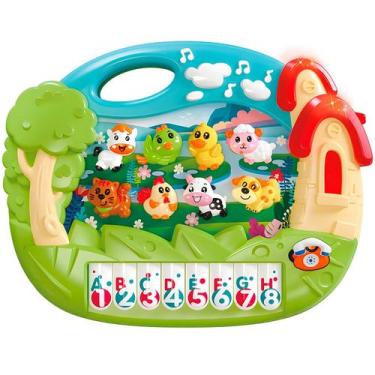 Imagem de Teclado Musical Fazendinha para Crianças com Sons de Animais e Jogos E