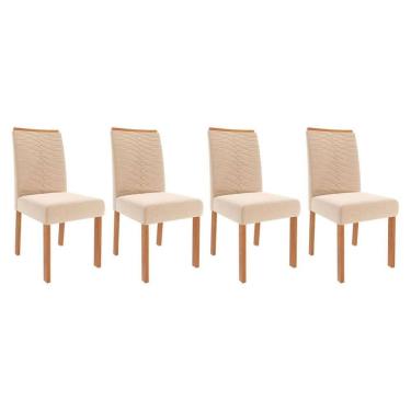 Imagem de Kit 4 Cadeiras Sala Jantar Clarice 4 Un Madeirado/Suede Nude Bege - Cimol