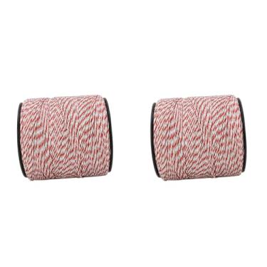 Imagem de 2 PCs Fios da Cerca Elétrica, 500m White Red Electric Fence Fence Aço Anterior Cordão Condutiva para Segurança de Gado