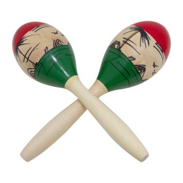 Imagem de Kit 3 Pares de Maracas Madeira Pintada a Mão 25cm New York