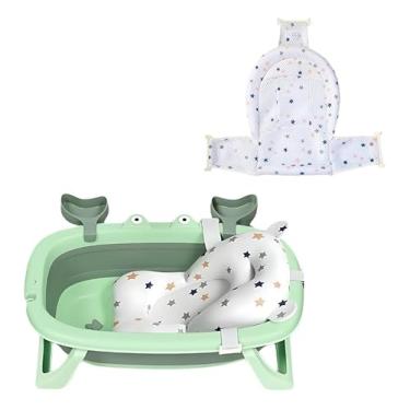 Imagem de Kit Banheira Dobrável Com Apoios Ergonômicos Banho Bebê Rn