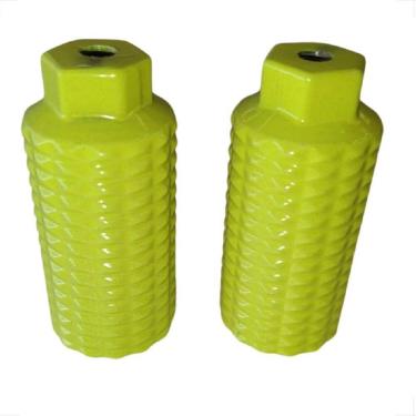 Imagem de Par Apoio Pedaleira Bmx Pezinho Trolhão Suporte De Pé Aluminio Amarelo Neon Bicicleta Bike