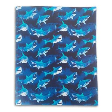 Imagem de Pasta flexível para volta às aulas - Pastas portfólio com 3 furos e 2 bolsos (tubarões)