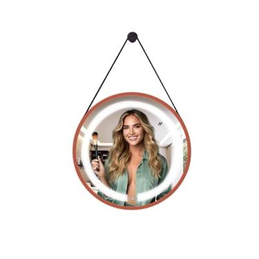 Imagem de ESPELHO ADNET ILUMINADO REDONDO 60CM COBRE C/ALÇA PRETA TOUCH 2 LEDS 3000/6000K