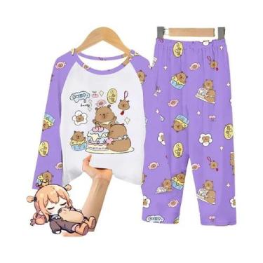 Imagem de Conjunto De Pijama Infantil Capivara 2 Peças: Camiseta De Manga Compri