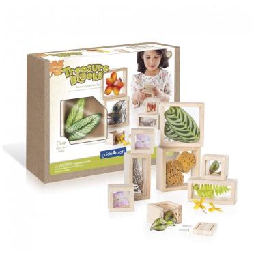 Imagem de Blocos de Observação Guidecraft Treasure Blocks Transparente Janelas Acrílicas Removíveis Madeira 8 Peças XGC-G3084