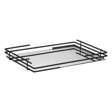 Imagem de Bandeja Celine com Base Espelhada e Design Moderno Preta Hara