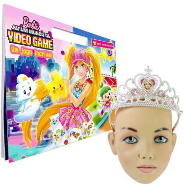 Imagem de Barbie Livro Um Mundo De Videogame Com 100 Adesivos + Coroa - Ciranda