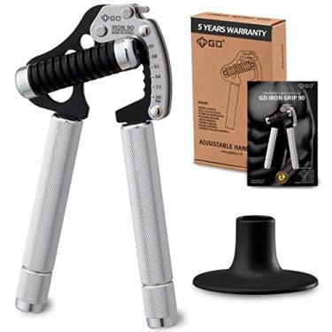Imagem de GD Iron Grip EXT 90 Fortalecedor de mão Premium Grip Strength Trainer Pinça ajustável (55 a 90 kg (25~90 kg)) para antebraços e fortalecedores de pulso, melhores exercícios de aderência