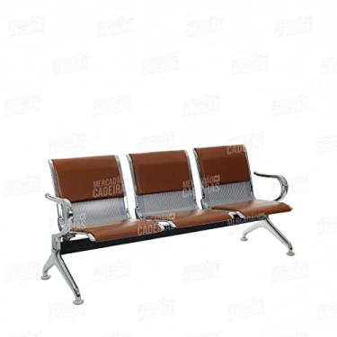 Imagem de Longarina 3 Lugares Cromada com Estofado Marrom MC-203A -03L MA - Makkon