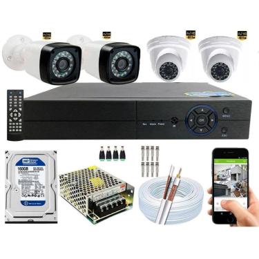 Imagem de Kit Cftv 4 Câmeras Segurança 2MP 1080p 20m Dvr Full Hd 4Ch Ch