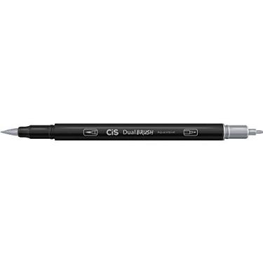 Imagem de Marcador Artístico Aquarelável Dual Brush, CIS, Cinza Escuro, Caixa com 10 unidades