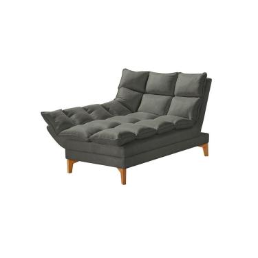 Imagem de Chaise Um Braço Lado Direito Luxor Pés De Madeira Maciça 93Cm Veludo Cinza - Cor: Cinza