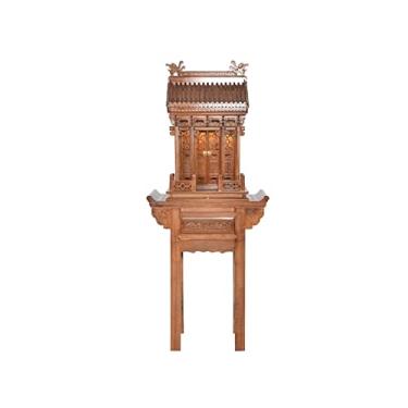 Imagem de Altar budista chinês estilo chinês nicho de buda de madeira maciça, plataforma de Buda, mesa de ofertas, santuário, mesa de deus da riqueza doméstica, santuário, mesa pequena de Buda, mesa de incenso e fogo para Deus, mesa de tributo
