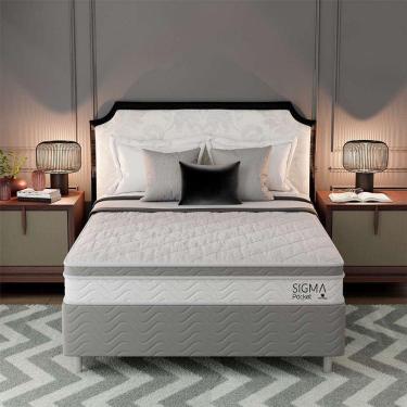 Imagem de cama box com colchão casal sigma molas ensacadas (22x138x188) branco e cinza