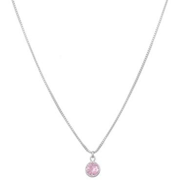 Imagem de Colar Cordao Ponto de Luz Rosa Folheado Prata 925