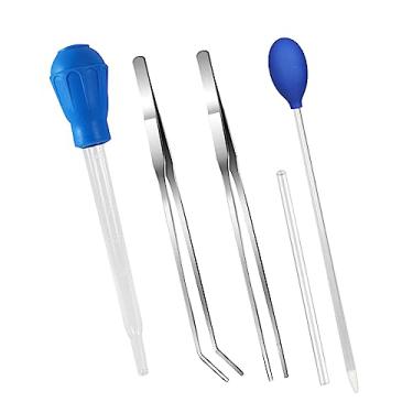 Imagem de DRESSOOS 1 Conjunto alimentador de aquário pinça tubo de alimentação de peixe ferramenta de limpeza de resíduos de aquário limpar limpo coral Troque o cano de água Aço inoxidável