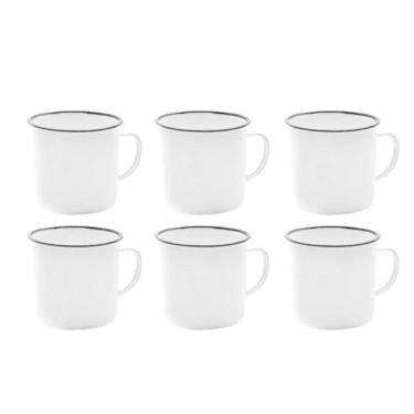 Imagem de Kit 6 Caneca Esmaltado 6Cm Esmaltada Branca 150Ml Servir