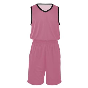 Imagem de Camisa de basquete masculina clássica de secagem rápida para treino de futebol para homens e mulheres, Vermelho violeta pálido, M