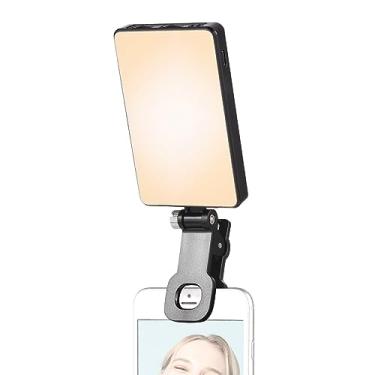 Imagem de Luz de vídeo LED de bolso com clipe de tela Computador Tablet Celular Luz de videoconferência Clip-on Fill Light 2500K-9000K Bateria embutida regulável para reuniões on-line Selfie com transmissão a