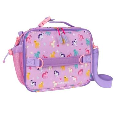 Imagem de INSMEER Lancheira Termica Infantil, Lancheira Para Meninas E Meninos - Tecido Durável E Resistente À Agua Com Bolsos Internos E Externos Com Zíper E Porta-Garrafa Externo (Violeta)