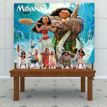 Imagem de Kit Decoração Festa de Aniversário Infantil Painel + Displays Moana